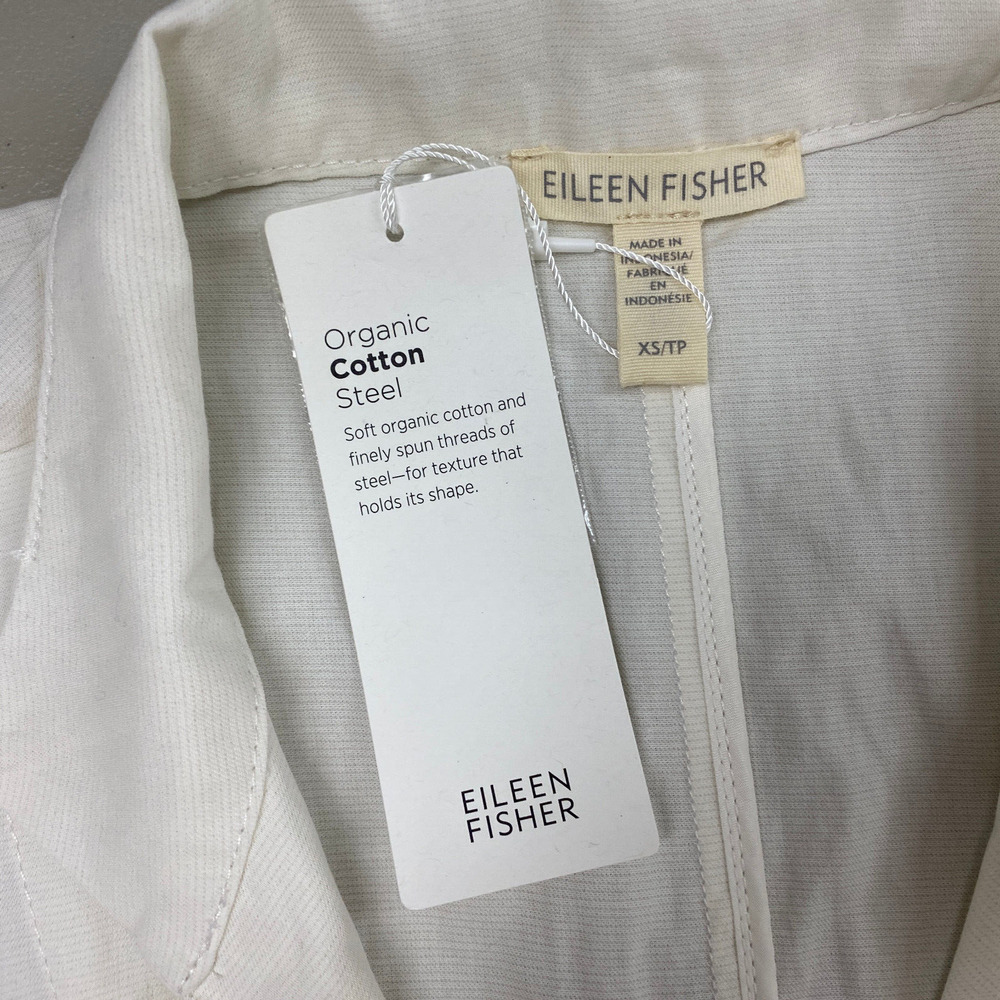 Eileen Fisher Organic Cotton Steel Jacket XS Ivory Swing Pockets Trench NEW $368 - Picture 13 of 16